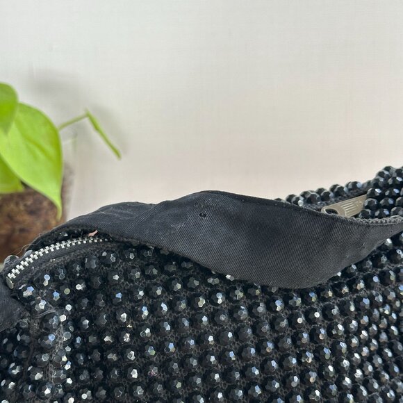 Vintage 1940s Beaded Roger Van S Black Handbag Purse With Shoulder Strap - Picture 10 of 12